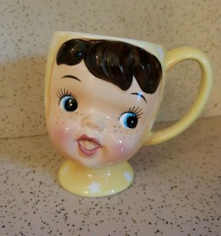 Adorable Vintage Napco Miss Cutie Pie Yellow Mug