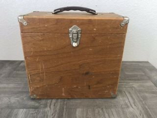 Vintage Hinged Wood Box With Handle Metal Latches & Corners 14 " X 7 " X 12 "