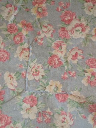 Vtg Ralph Lauren King Flat Blue Floral Cottage Sheet Issues For Craft Fabric Use 3