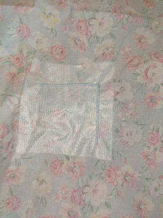 Vtg Ralph Lauren King Flat Blue Floral Cottage Sheet Issues For Craft Fabric Use 4