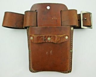 Vintage Nicholas Leather Tool Pouch With 36 " To 46 " Belt Top Grain Cowhide Usa