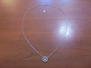Vtg Sterling Silver Clear Crystal Pendant Thin Chain Necklace 17 - 18 " 1.  9 Grams