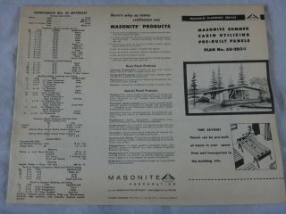 Vintage Masonite Summer Cabin Building Plans Ab - 203 - 1 1960s
