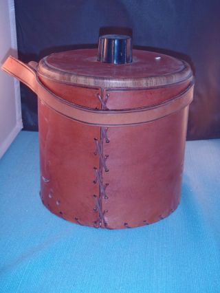 Vintage Leather - Covered Oil Derrick Motif Ice Bucket - 8 