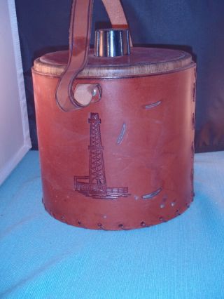 Vintage Leather - Covered Oil Derrick Motif Ice Bucket - 8 