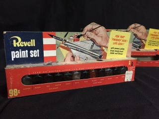 2 Vtg 1956 Revell Paint Set For Model Cars Airplanes One Incomplete