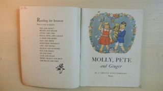 RARE Vintage MOLLY,  PETE AND GINGER Children ' s Softcover D.  C.  Heath&Co Book 1947 2