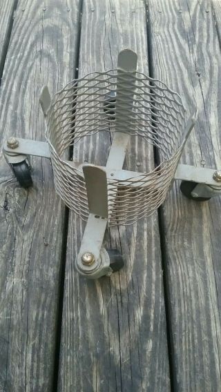 Vintage Mid Century Metal Mesh Industrial Plant Stand Caddy Atomic