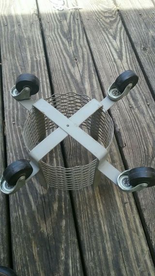 Vintage Mid Century Metal Mesh Industrial Plant Stand Caddy Atomic 2