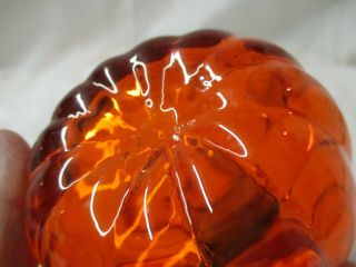 Vintage hand blown Art Glass orange Pumpkin Paperweight 4