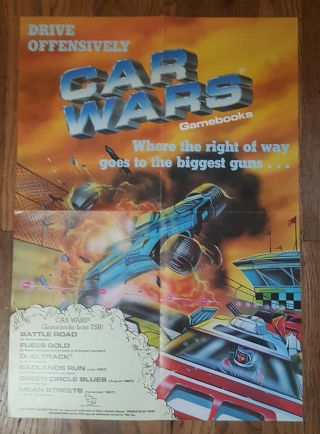 Car Wars Gamebooks Promo Poster Vintage 1987 Tsr Memorabilia