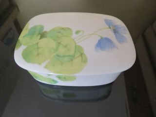 Vintage Mikasa Bone China Water Lilies Covered Oblong Rectangle Box Lid Dish
