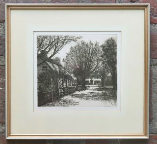 Vtg Leonard H Mersky Old Sturbridge Village Etching Print Ltd Ed 17/300 Signed
