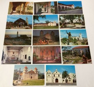 (14) Chapel/missions California Vintage Postcards Wayfarer 