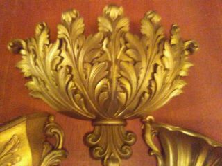 3 Vintage Gold Wall Pocket Planters Hollywood Regency Ornate Syroco Homco Dart L 6