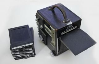 Graflex D 3 ¼ x 4¼ Camera with Kodak Ektar f:4,  5 152 mm Lens with holders. 3