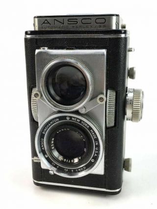 Ansco Automatic Reflex F:3.  5 Tlr Camera Anastigmat 83mm Lens Leather Case