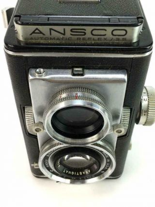 Ansco Automatic Reflex f:3.  5 TLR Camera Anastigmat 83mm Lens Leather Case 2