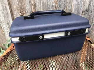 Vintage Samsonite Carry Pack 11 Navy Blue Train Case Or Overnight Suitcase