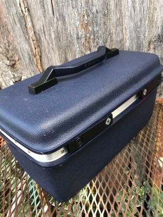 VINTAGE SAMSONITE CARRY PACK 11 NAVY BLUE TRAIN CASE OR OVERNIGHT SUITCASE 3