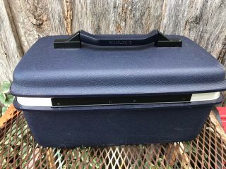 VINTAGE SAMSONITE CARRY PACK 11 NAVY BLUE TRAIN CASE OR OVERNIGHT SUITCASE 4
