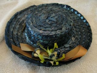 Vintage Madame Alexander Cissy Navy Blue Straw Hat