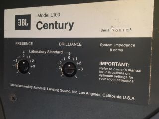 JBL L100 Century Speakers - Consecutive Serial ’s - 8