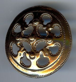 Kalevala Koru Vintage Finland Round Brass Pin Brooch