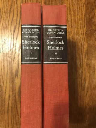 1930 Complete Sherlock Holmes 2 Volume Book Set Arthur Doyle Doubleday Vintage