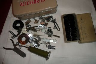 Vintage Elna Sewing Machine Accessories,  Cams,  & Huile Oil Can Inc