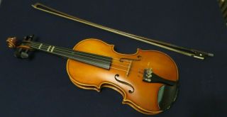 Vintage Violin With Old Case And Bow