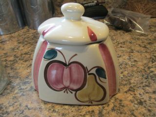 4 " Vintage Purinton Slip Ware Grease Jar With Lid 4 " Tall & 6 " X 4/12 " Bottom