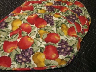 Vintage Fruit Theme Placemats Set (4) Washable Fabric Decor - Grapes - Apples 196