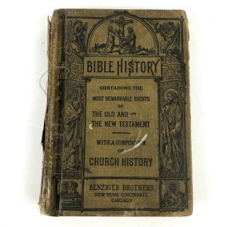 Vintage Catholic School Bible History Benziger Bros.  1904 3