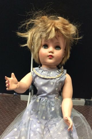 Vintage Creepy Doll Halloween Props Scary Horror Dolly Old Sleepy Eyes 18 "