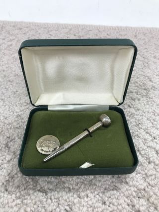 Vintage Sterling Silver 1983 Open Golf Championship Tee & Ball Marker And Case