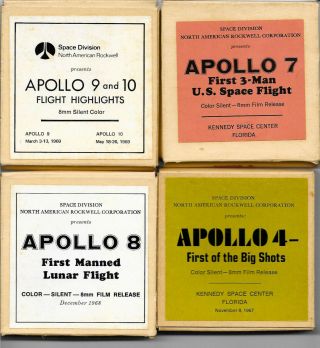 Vtg 4 Nasa Apollo Missions 8mm Films Tape