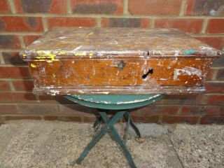 Small Vintage ANTIQUE Gentleman ' s Chest Tool Box Oak Props Display Project 4