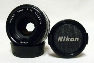 Oem Nikon Ais F/1.  8 50mm Prime Nikkor Pancake Mf Lens Slr Film Camera W/caps
