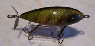 VINTAGE WOOD SOUTH BEND SURF - ORENO LURE 7/25/19POT FROGGY GREEN SCALE 2