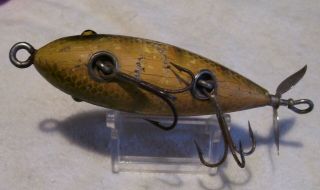 VINTAGE WOOD SOUTH BEND SURF - ORENO LURE 7/25/19POT FROGGY GREEN SCALE 3