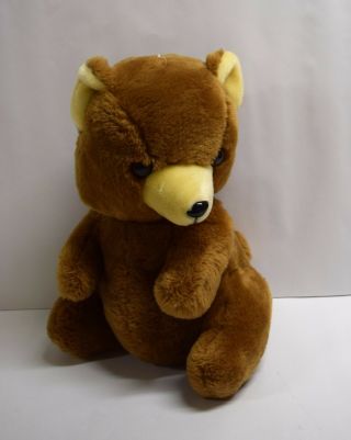 Vintage Walmart Teddy Bear Plush Stuffed 12 " Sitting Brown Made In Korea