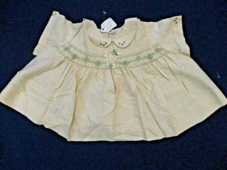 Vintage Harrods Tag Doll Dress Fancy Smocking And Button Detail 12 " Long N163