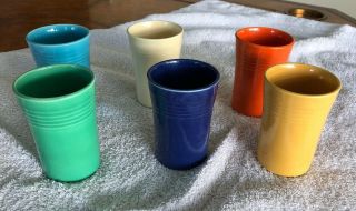 Vintage Fiesta Ware Set Of 6 Colors 3.  5” Juice Tumblers Homer Laughlin
