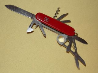 Vintage Victorinox Swiss Army Knife Officer Suisse Rostfrei Red 10 Multi Tools