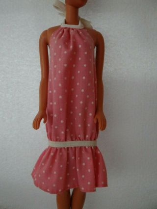 Vintage Barbie Fashions Pink With White Polka Dot Halter Dress Rare 80s