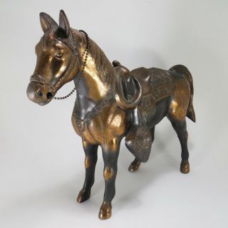 Vintage Bronze Brass Metal Horse Figurine Large 10 " Tall Co Fair Carnival Prize