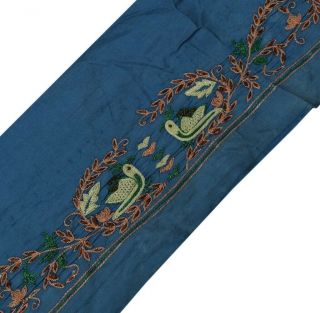 Vintage Sari Border Indian Craft Sewing Trim Hand Embroidered Ribbon Lace Blue