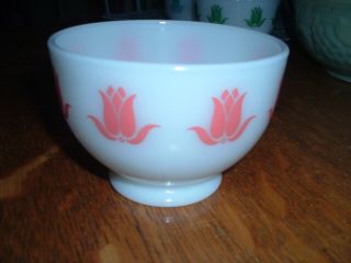 Vintage Sealtest Cottage Cheese Glass Fire King Pink Tulip Bowl