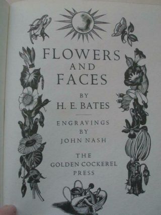 Flowers And Faces By H E Bates Golden Cockerel Press Engravings By John Nash 11a